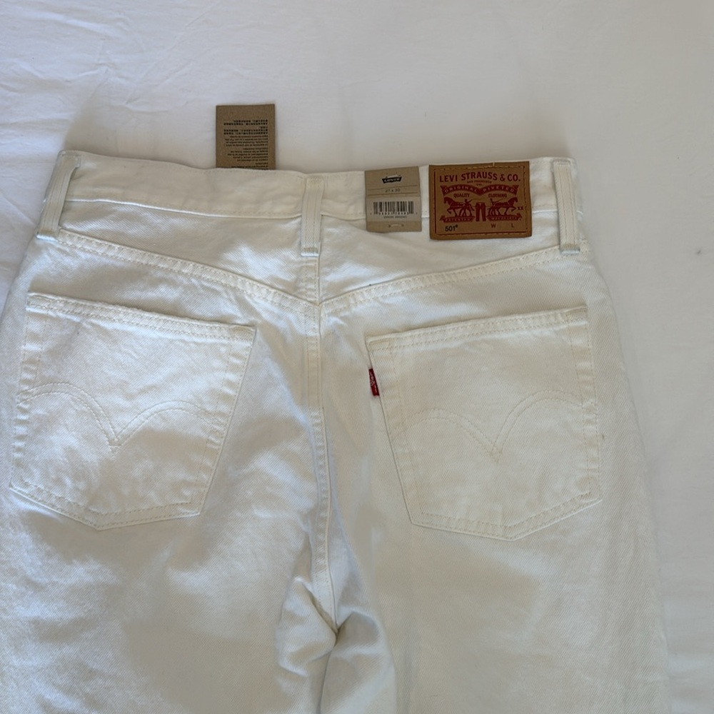 Women’s New 501 Levi’s Original/Straight Leg/Button Fly/High Rise/White/27x30 - Picture 6 of 7